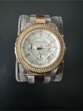 Michael Kors Gold and Silver Crystal-Accented Women's Chronograph Watch